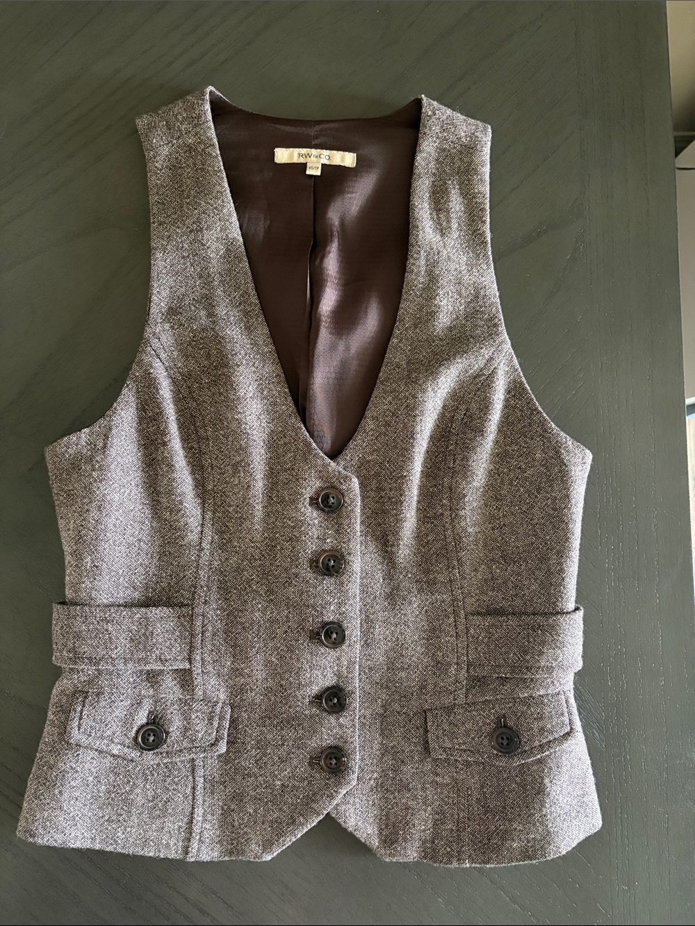RW&CO. Women's Brown Tweed Vest with Button Front size XS
